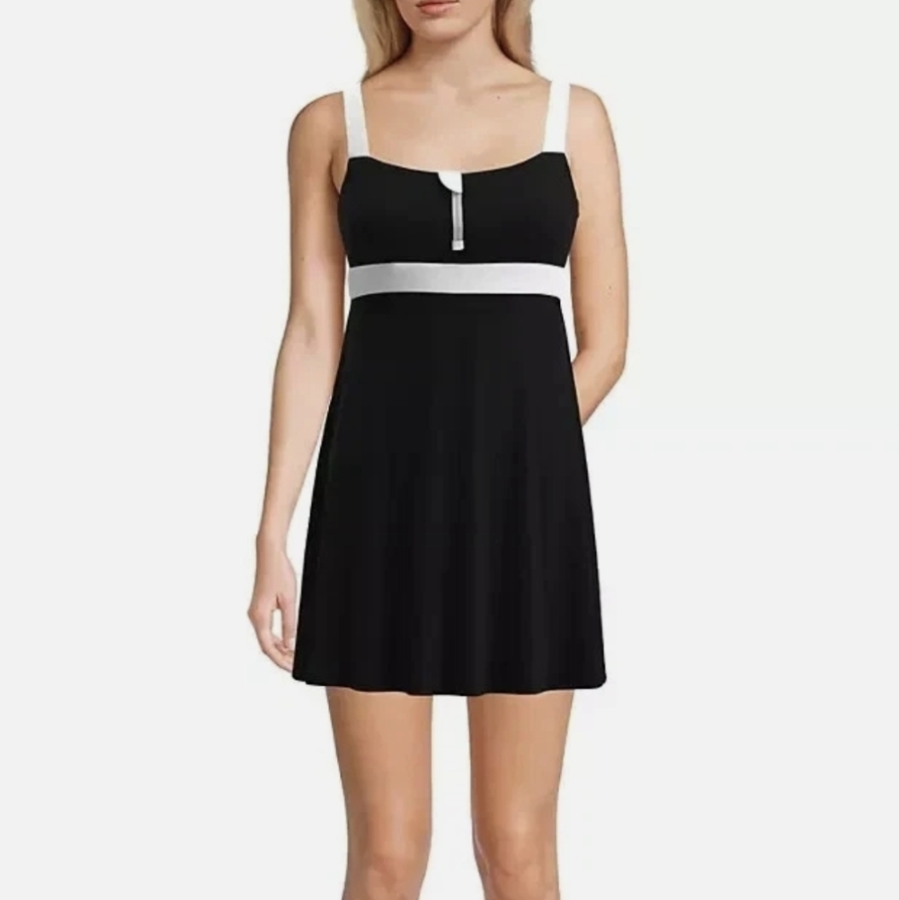 Lands' End Zip Front Swim Dress- NWT